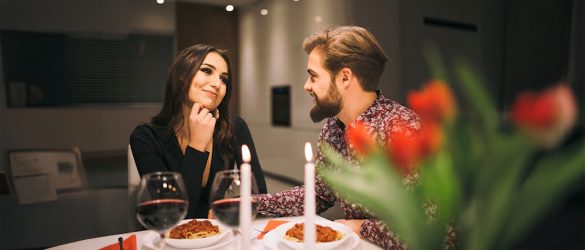 Two people on a dinner date