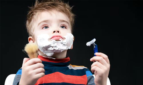 kid with shaving cream